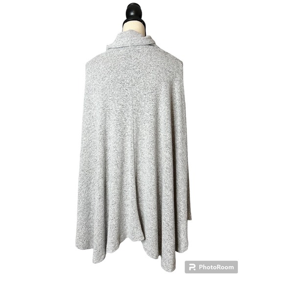 Philosophy Poncho Size 1X in Gray and Black Marled Soft Material Cowl Neckline - Picture 3 of 6